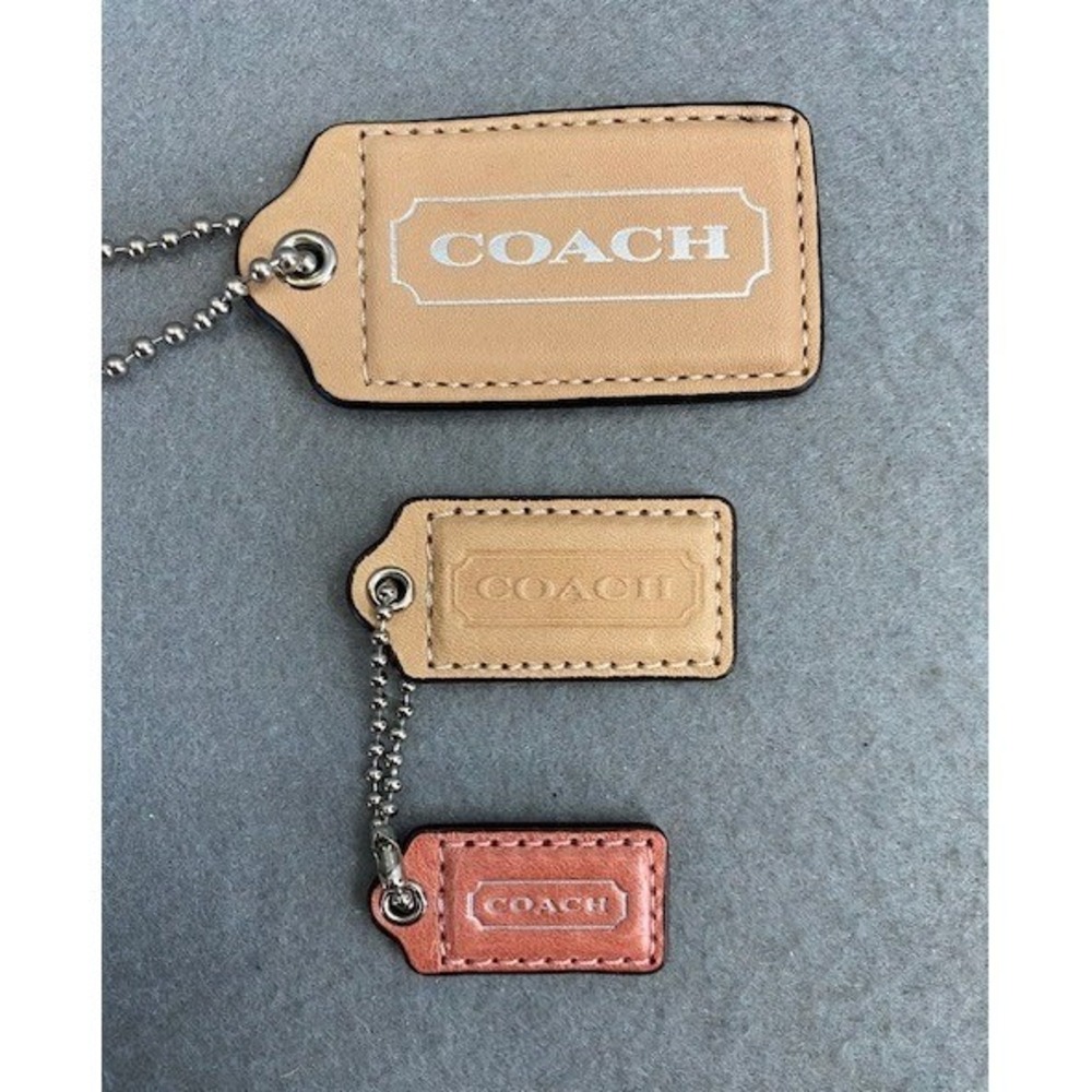 Coach Leather Hangtag Lot 3pc Tan Coral Pink Replacement Bag Charms‎ Keychain